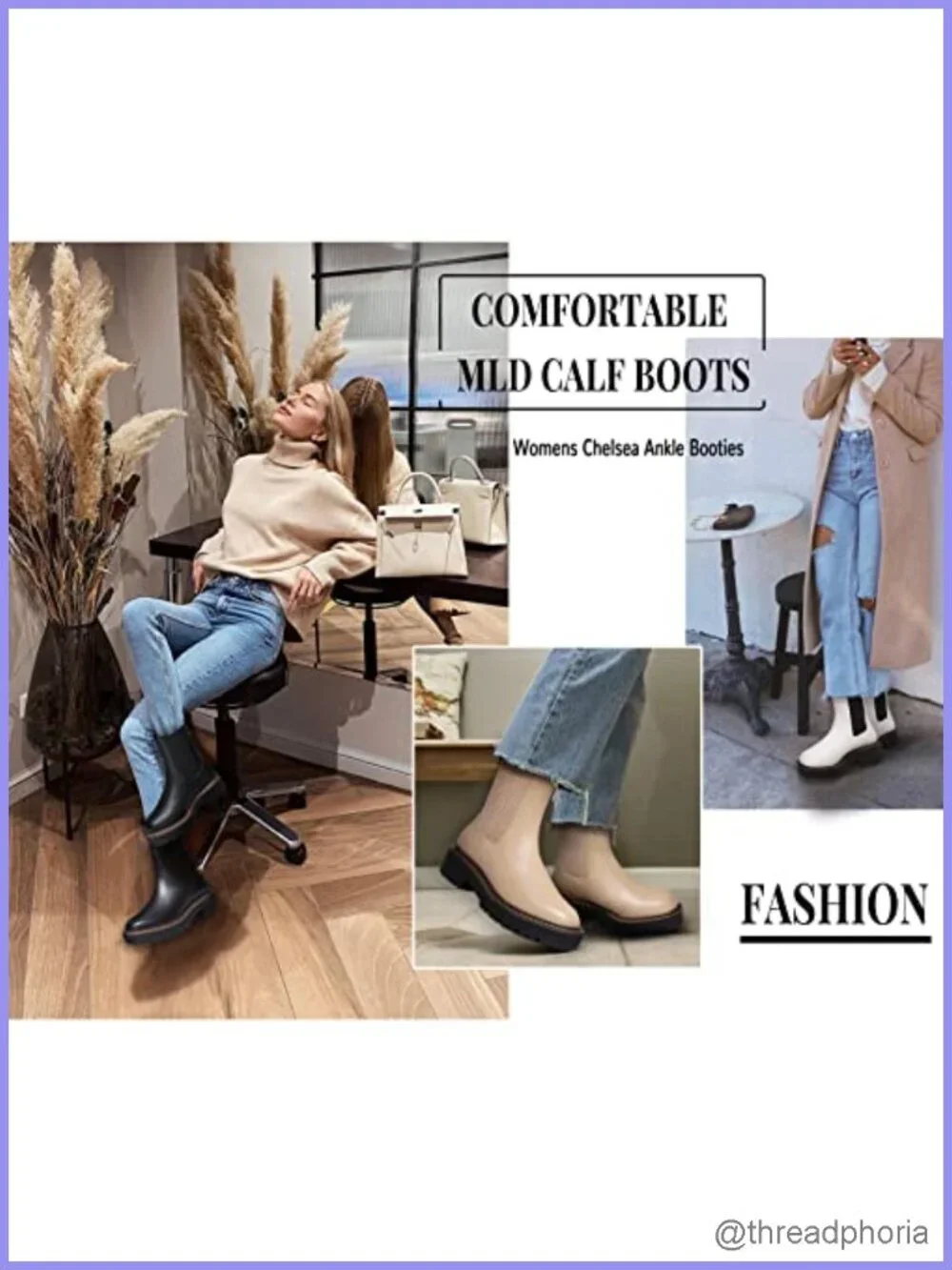 Women's Low Heel Chelsea Platform Ankle Boots PU Faux Sheepskin